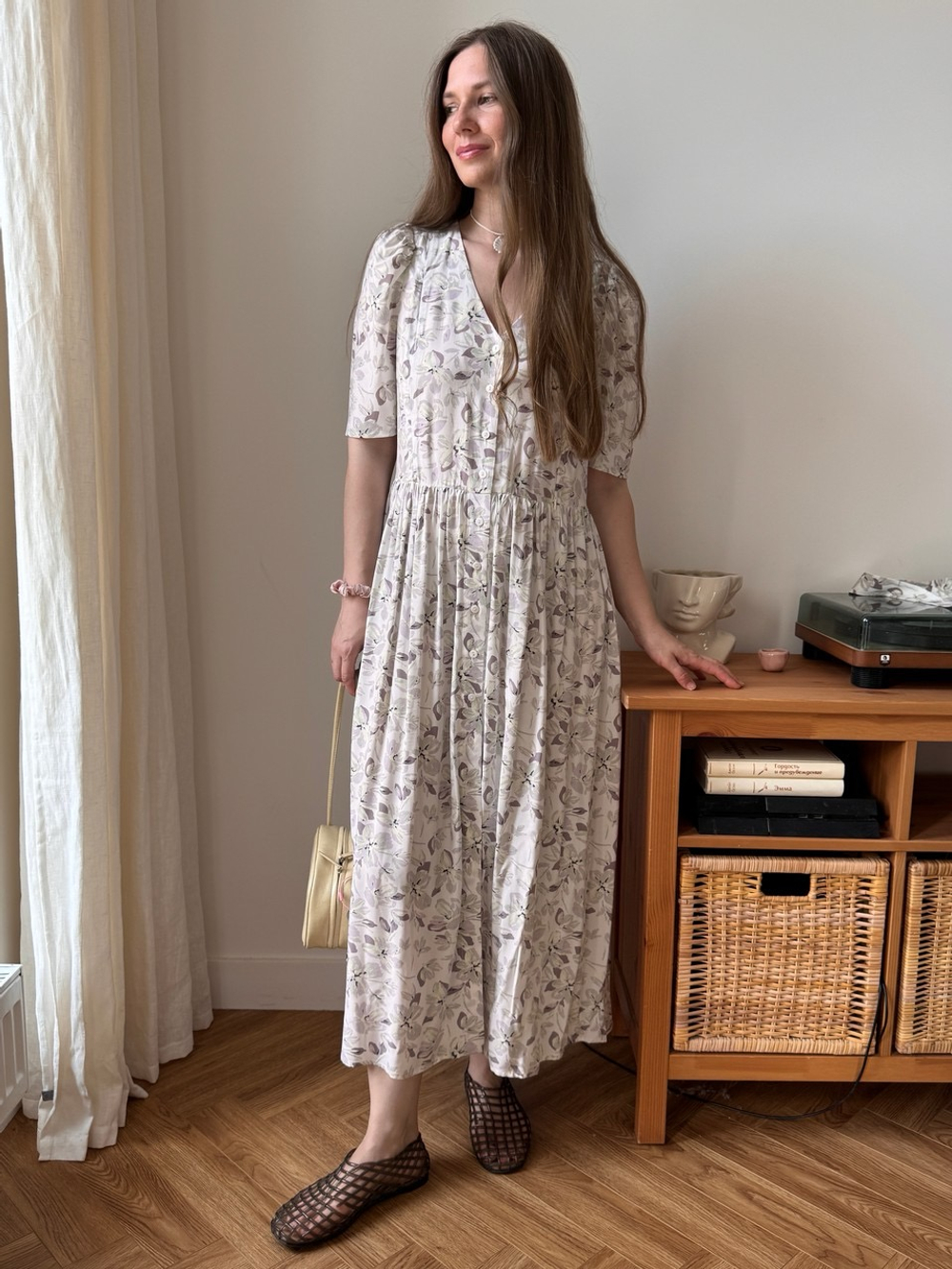 Платье Шарлотта для беременных и кормящих, Айвори с акварельными цветами