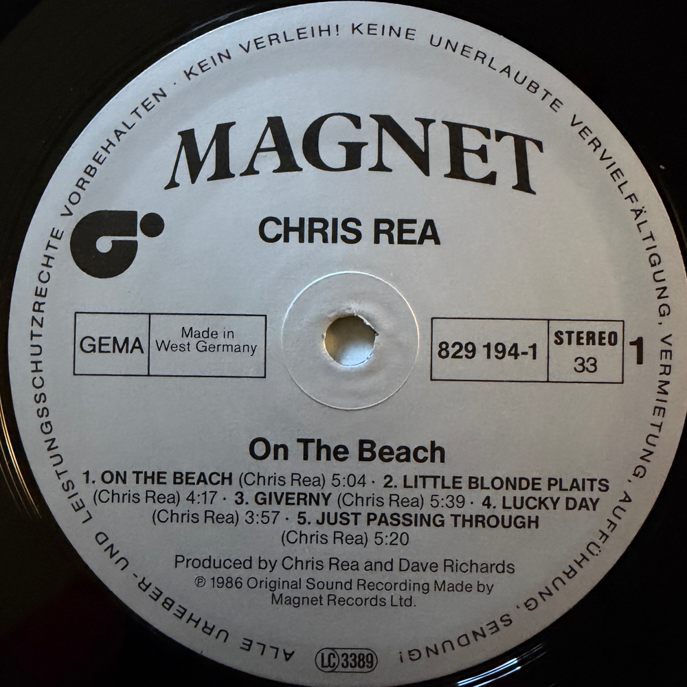 Chris Rea ‎– On The Beach (Германия 1986г.) Т