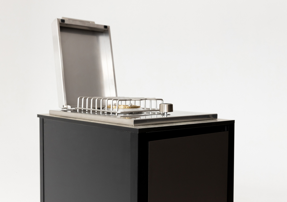 Шкаф напольный с газовой плитой Lounge D-14P, 40 см, черный/серый каспий