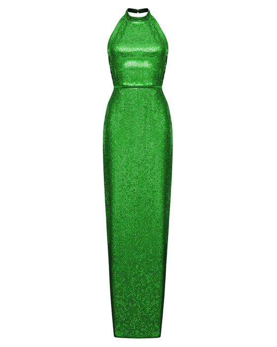 Платье макси из пайеток со шнуровкой