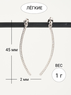 Серьги-подвески Тонкая линия с кристаллами Swarovski