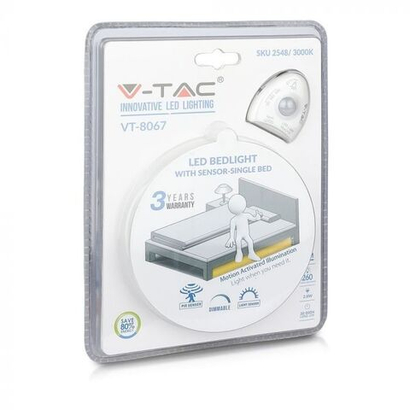 Прикроватная светодиодная лента V-TAC с датчиком движения, 3 Вт, 12 В, 4000К, IP20, SKU 2548