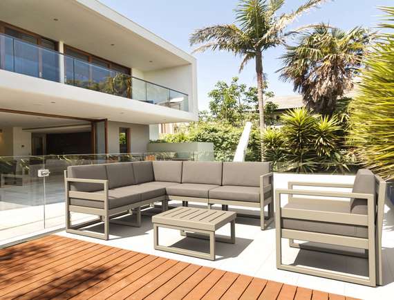 Комплект угловой уличной мебели Mykonos, пластик, бежевый