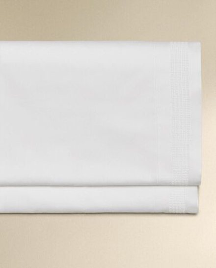 Zara Home - Простыня атласная с мережкой, белый, 210x280 см
