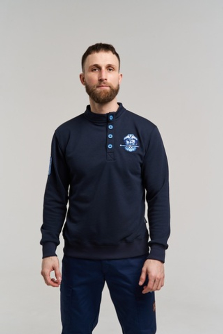 Косоворотка-свитшот Варгградъ мужской тёмно-синий «Ушкуйник» без начёса