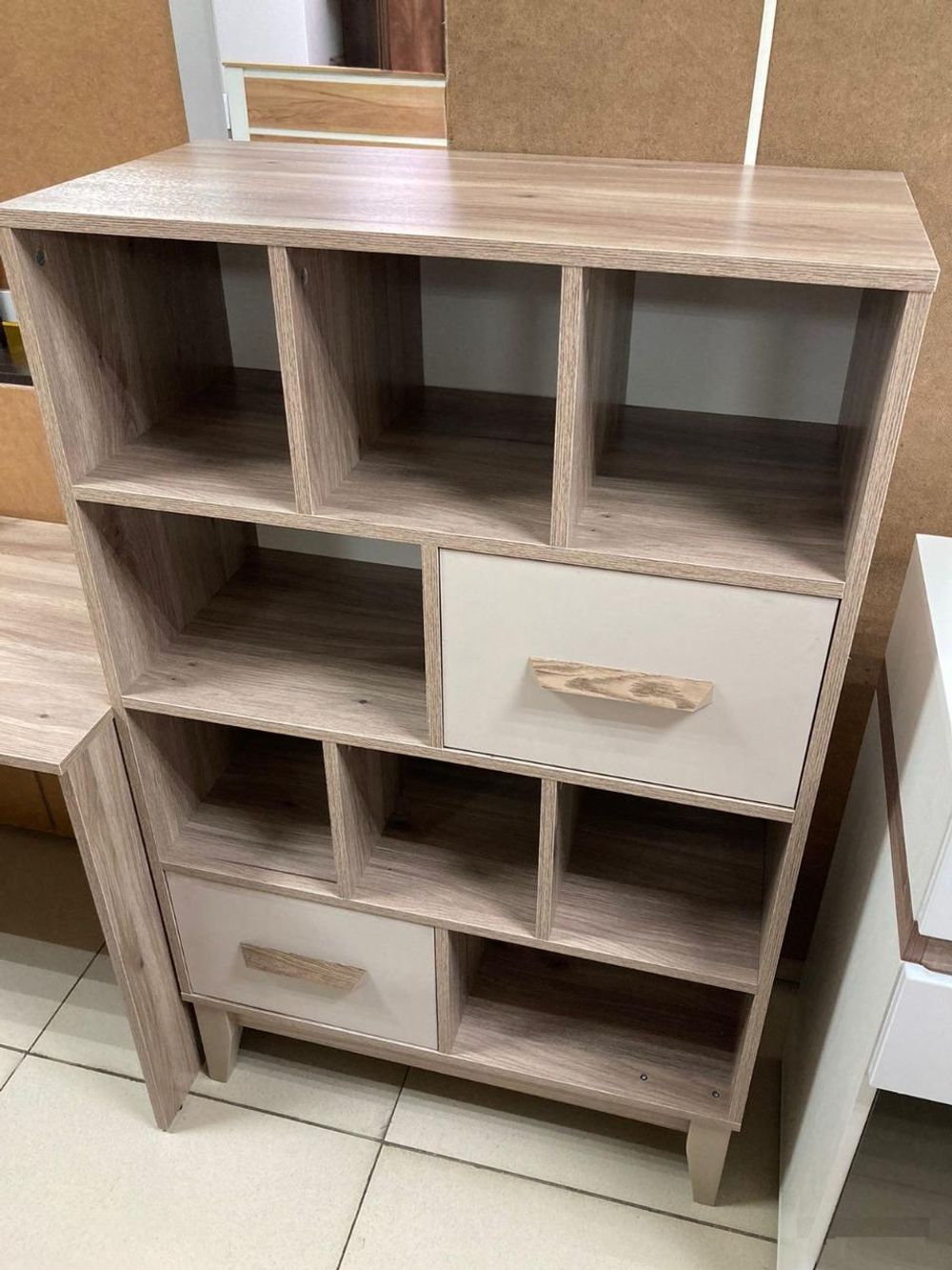 Стеллаж Скандика С-04 дуб смоки/кашемир