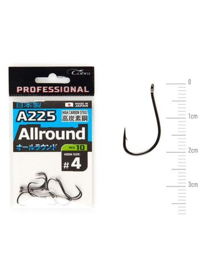 Крючки Cobra Pro AIIROUND серии A225 размер 004 (5упк.по 10шт.)