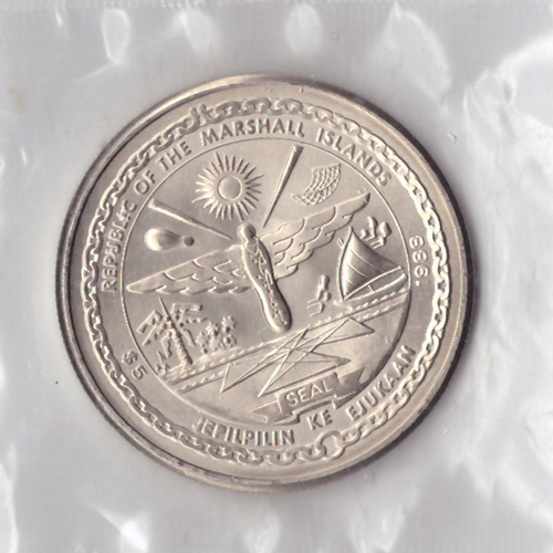 5 долларов. Открытие шаттла Дискавери. Маршалловы Острова. 1988 г. PROOF