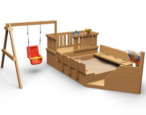 Песочница Лодочка с качелями