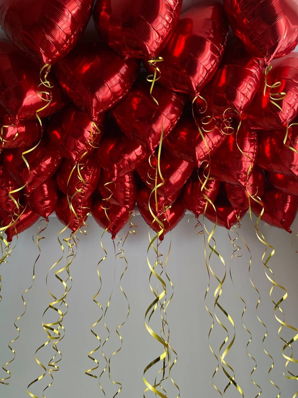 АКЦИЯ 14 февраля Воздушные шары под потолок, сердца красные, 30шт №2224