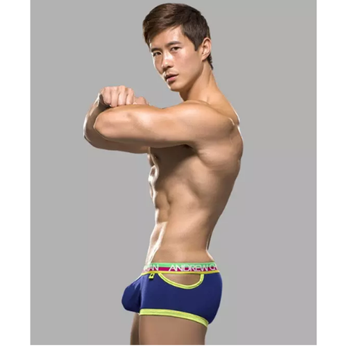 Мужские трусы боксеры синие Andrew Christian Teaser Boxer AC9756