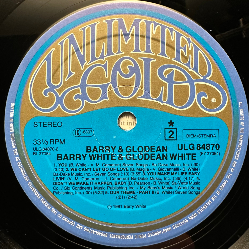 Barry White & Glodean White - Barry & Glodean (Европа 1981г.)