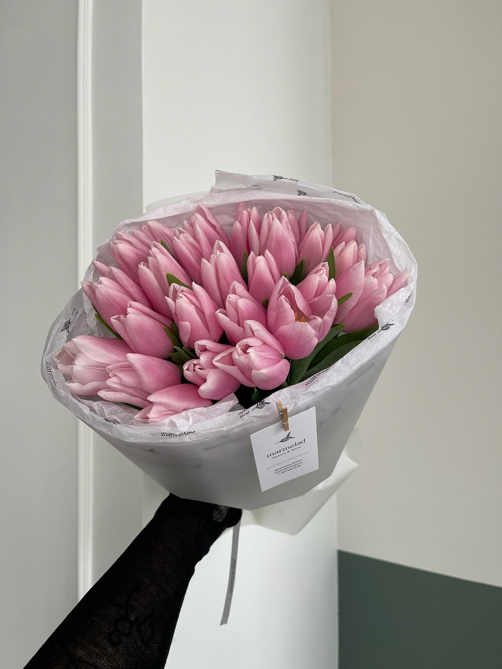 Букет из 25-ти нежно-розовых тюльпанов - нет в наличии