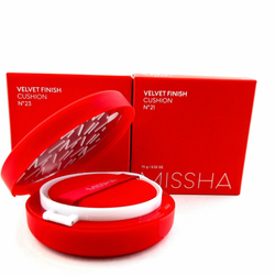 Тональный кушон с матовым финишем.  Missha Тон 23 Velvet Finish Cushion SPF50+ PA+++№23 15 гр.