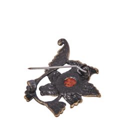 AM-4212 Брошь «Шиповник» (латунь, янтарь)