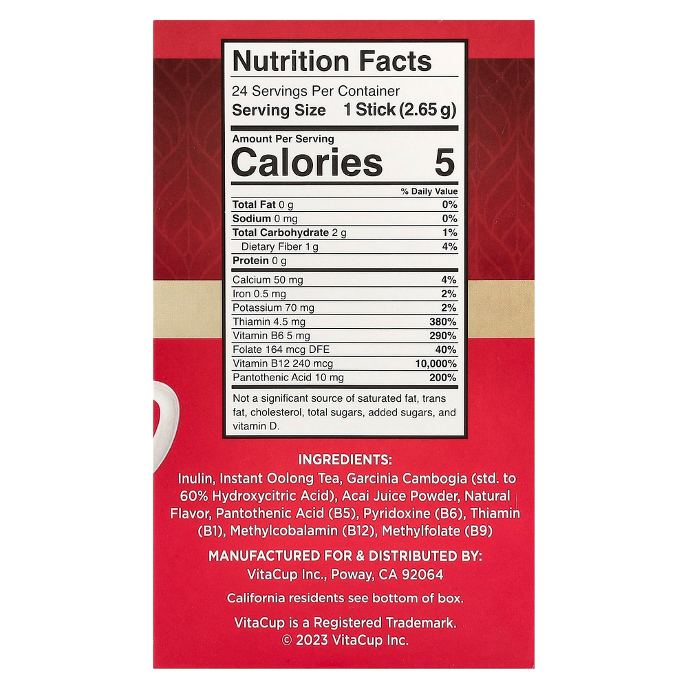 VitaCup, Slim Instant Tea, чай улун премиум-класса, 24 шт. На одну порцию, по 2,65 г (0,09 унции)