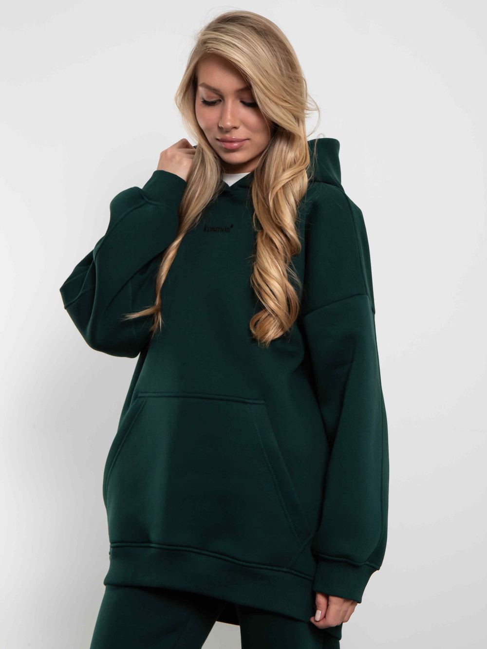 Худи женское оверсайз с начесом basis Малахит