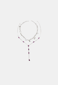 STRADIVARIUS Комплект из 2 лариатов со стразами, серый