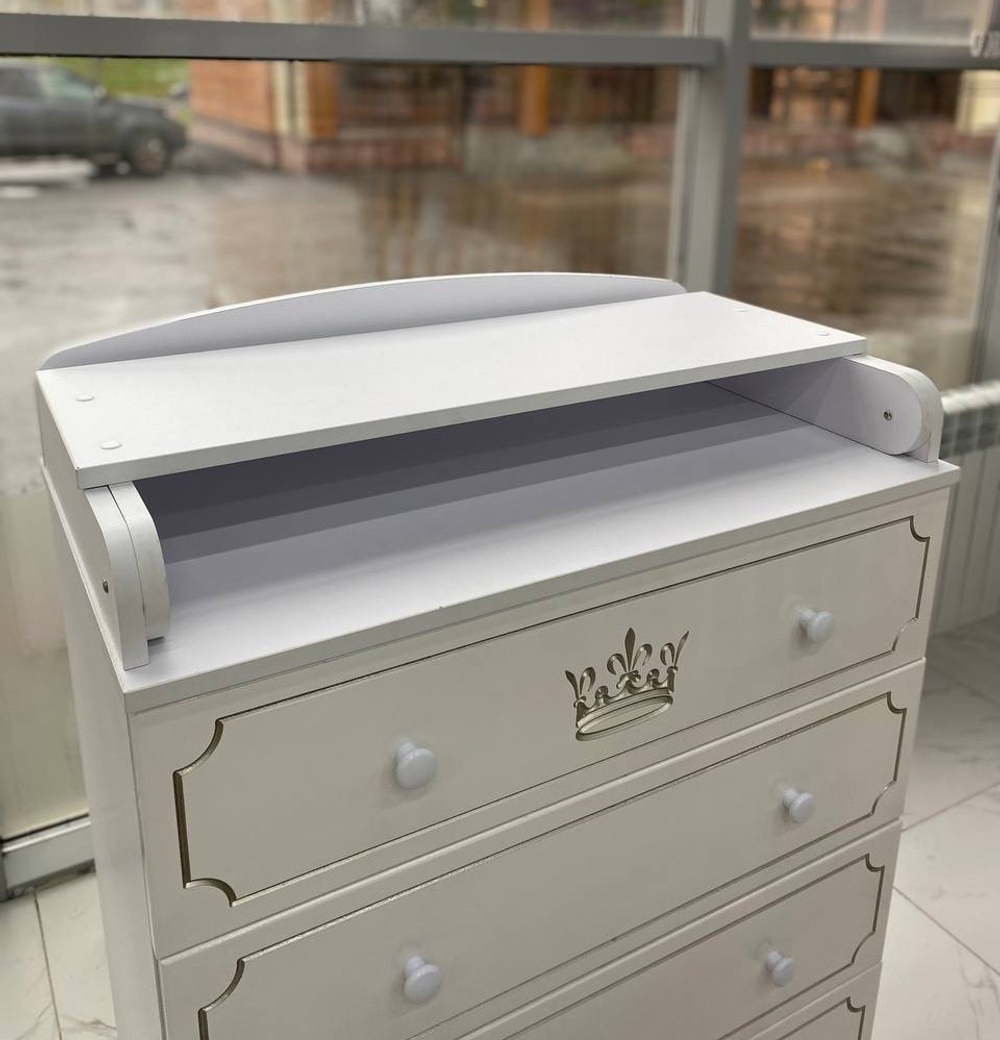 Комод детский с пеленальной доской 800/4 МДФ "Nikol" (белый)