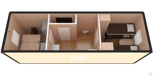 Вагон-дом 8х2,8м жилой на 4 человек с офисом