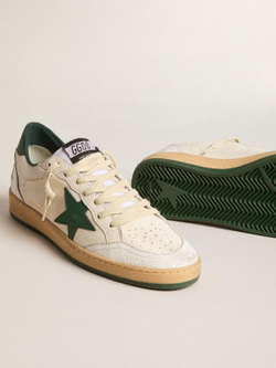 Men’s Ball Star Wishes in white nappa leather with green leather star and heel tab