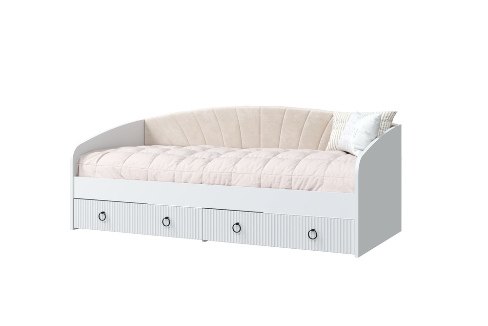 Кровать-софа детская, подростковая 200х84 см софа Белое сияние/Белый снег софт