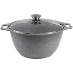 Кастрюля 6л «Мраморная»(светлый мрамор) со стеклянной крышкой кмс62а