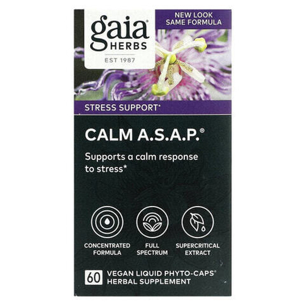 Для нервной системы Gaia Herbs, Calm A.S.A.P., 60 веганских капсул Liquid Phyto-Caps