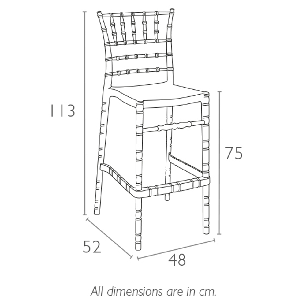 Стул пластиковый барный Siesta Contract Chiavari Bar 75, белый