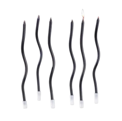 Свечи для торта витые "Серпантин" 6  шт, коктейльные, мокрый асфальт