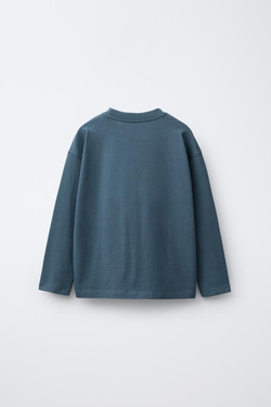 ZARA БАЗОВАЯ ФУТБОЛКА, ВЫЦВЕТШИЙ СИНИЙ