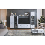 Стенка в гостиную со шкафом Дуб Табачный/Бисквит, Тоскана, 375,6х44,6х215 см