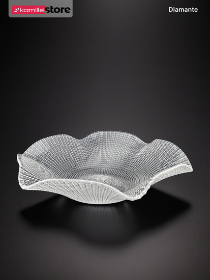 Блюдо салатник 26 см. стеклянный фигурный, Diamante