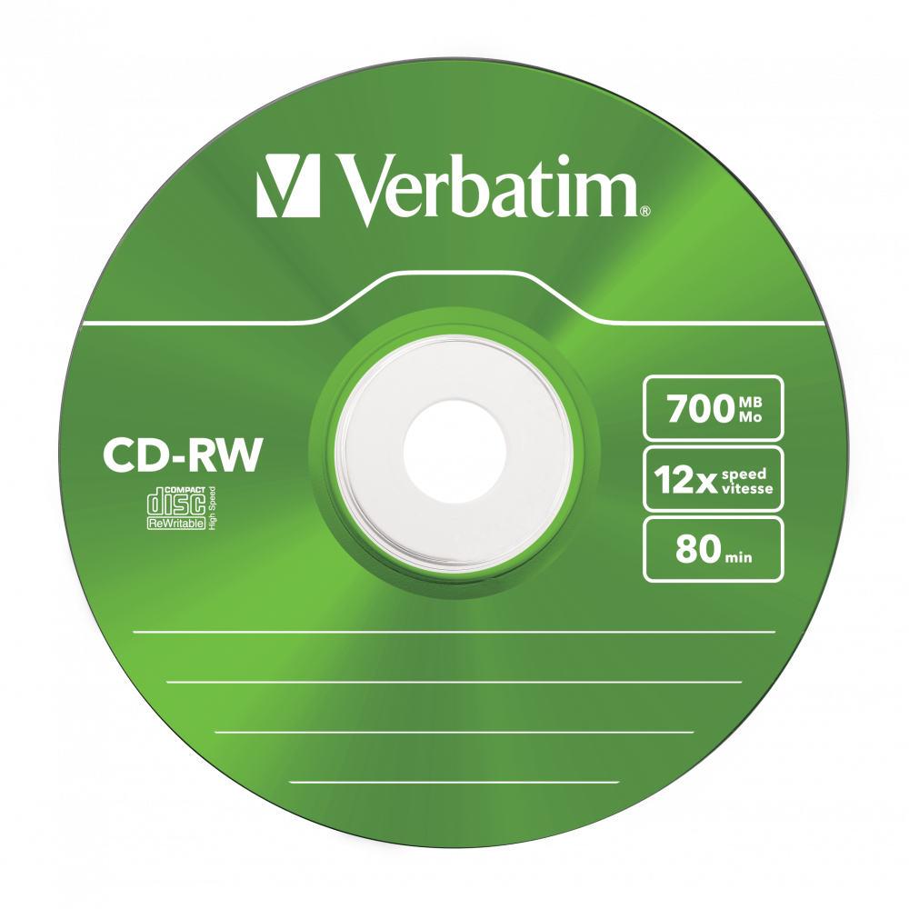 Оптический диск Verbatim CD-RW 700MB 12X Colour, Slim Case, 5 шт