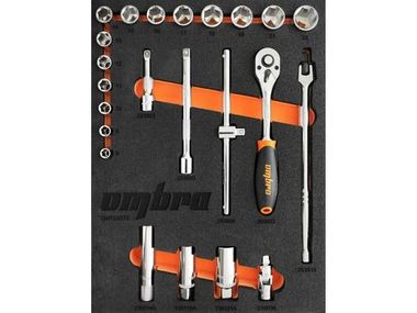 OMT23STE Набор головок торцевых 3/8" DR 8-22 мм с аксессуарами в EVA ложементе 280х375 мм, 23 предмета