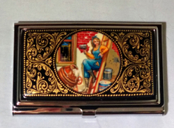 Визитница "Подарок строителю" (роспись Палех)