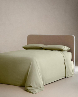 ZARA HOME (300 НИТЕЙ) ПРОСТЫНЯ ИЗ ХЛОПКА, СВЕТЛО-ЗЕЛЕНЫЙ