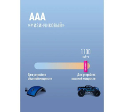 Аккумуляторные батарейки ААА / R03 мизинчиковые 1100 мАч 2 шт Космос KOCR03NIMH(1100mA)