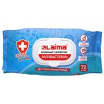 Салфетки влажные 72 шт., АНТИБАКТЕРИАЛЬНЫЕ с пластиковым клапаном, LAIMA "Antibacterial", 129997
