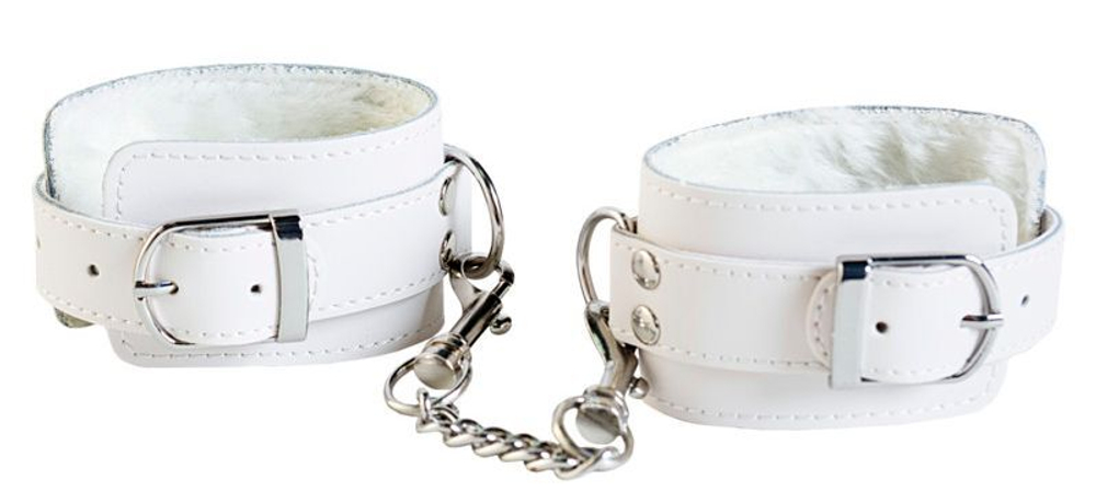 Белые кожаные наручники (Цвет: белый)