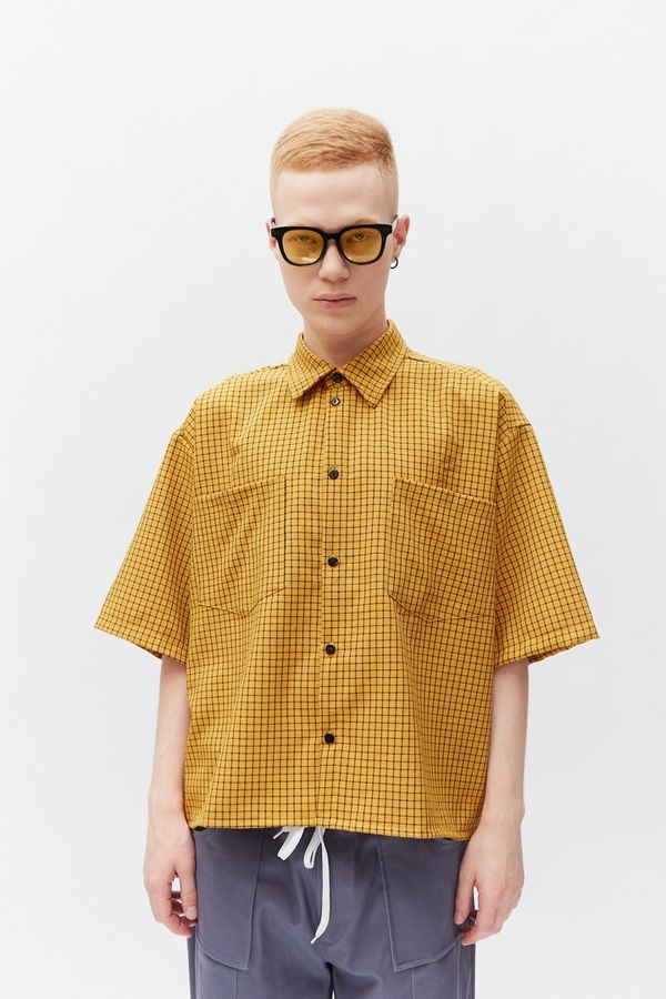 Рубашка укороченная оверсайз желтая - фото 2