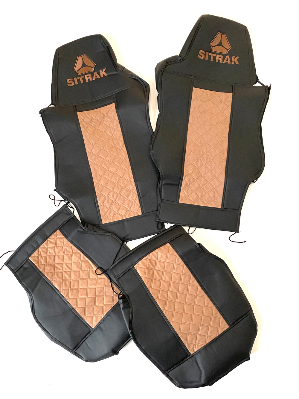 Чехлы SITRAK C7H (экокожа, черный, коричневая вставка)