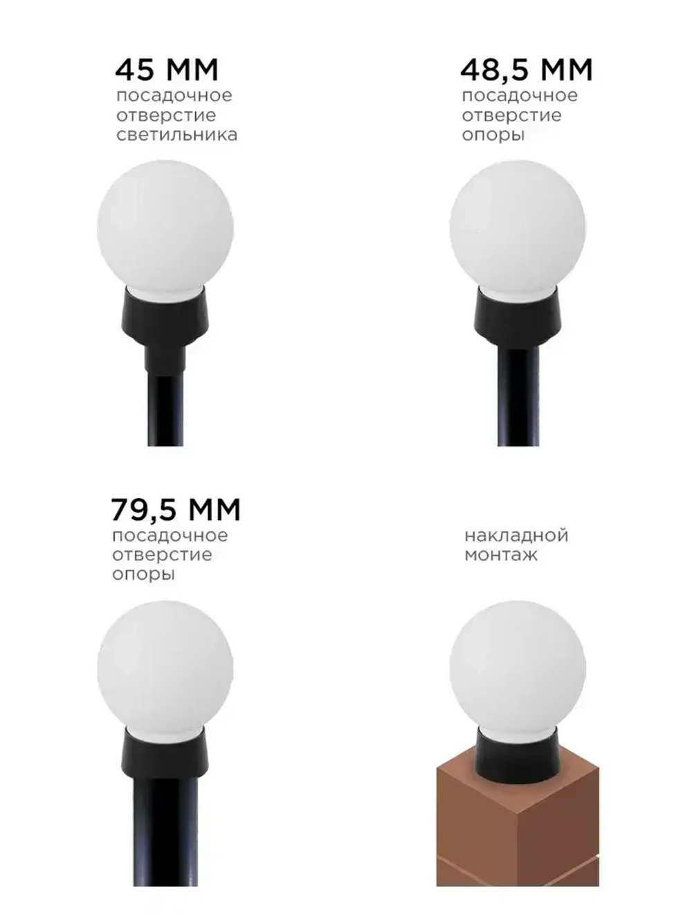 Декоративный садово-парковый светильник с направлением света вверх / Фонарь накладной на столб или опору Е27 защита IP43