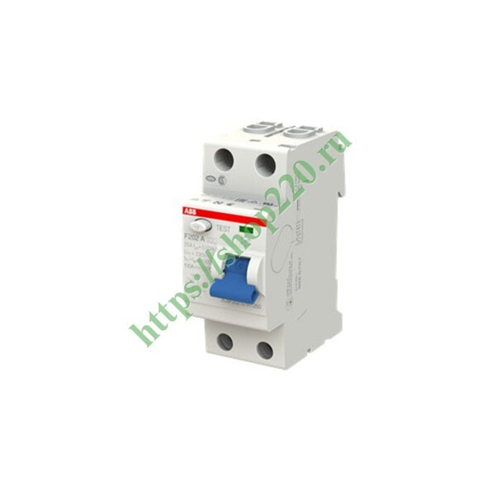 УЗО ABB F202 A-25/0,03 2-х полюсное тип A 25A 30mA 2 модуля (ВДТ) 2CSF202101R1250