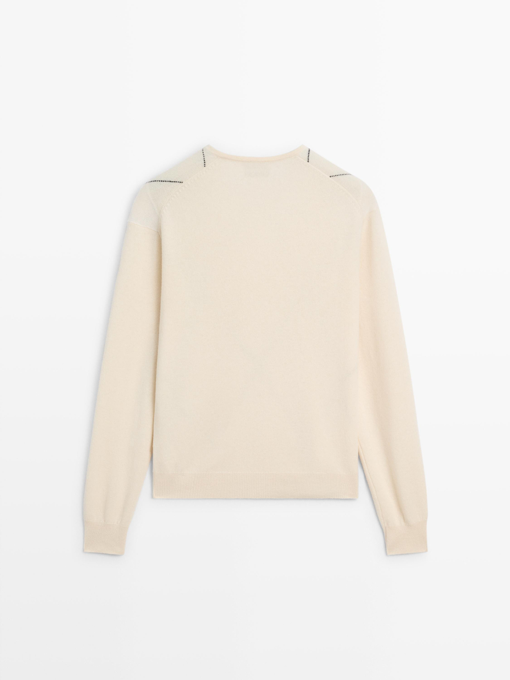 Massimo Dutti Свитер из 100% шерсти с узором «ромбы», натуральный/кремовый