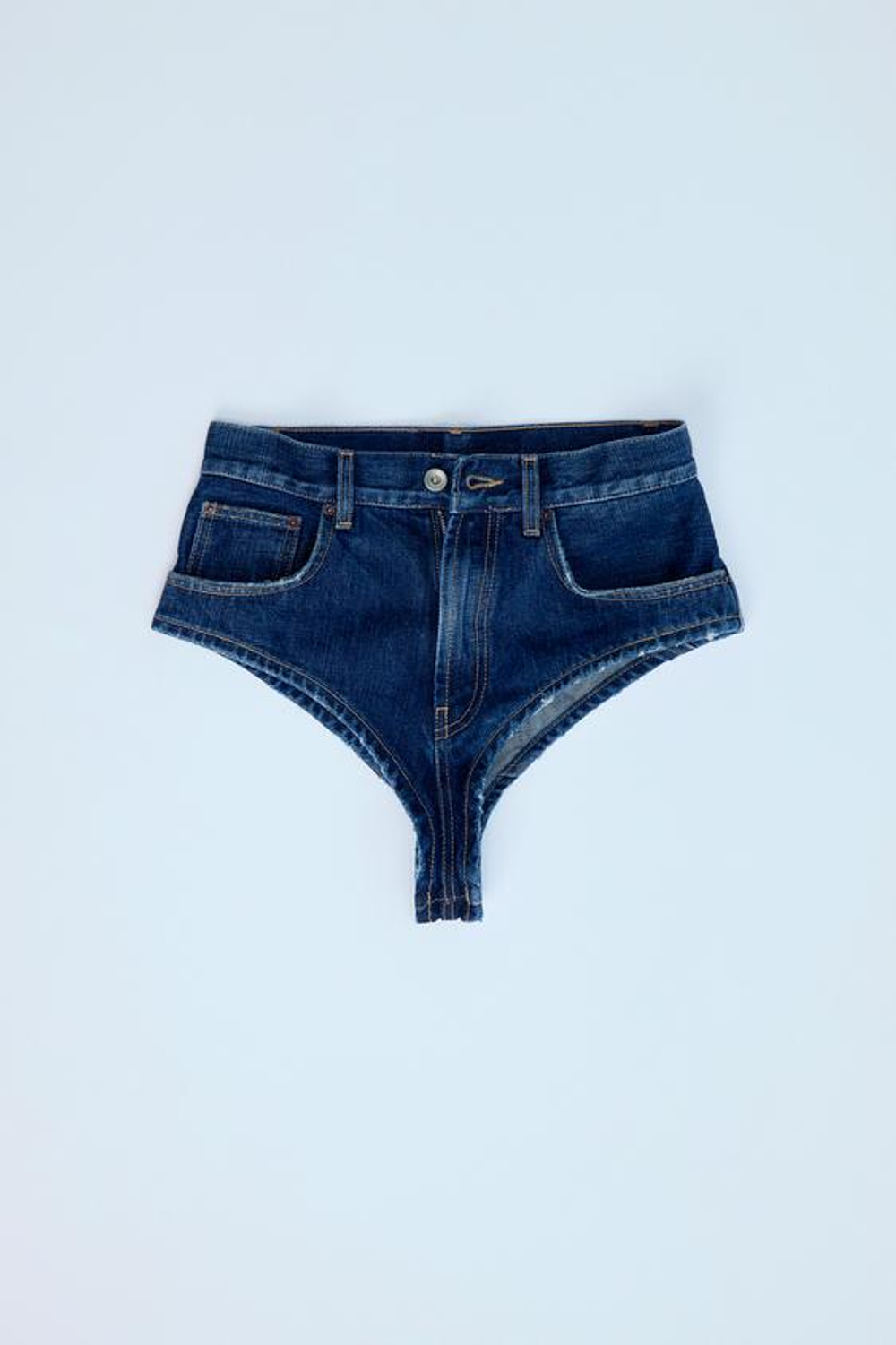 ZARА МИНИ-ШОРТЫ ДЕНИМ TRF С ВЫСОКОЙ ПОСАДКОЙ, МОРСКОЙ СИНИЙ