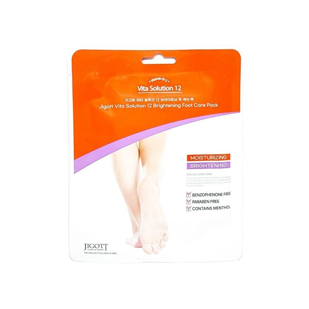 Jigott Vita Solution 12 Brightening Foot Care Pack увлажняющая маска для ног осветляющая с витамином В12