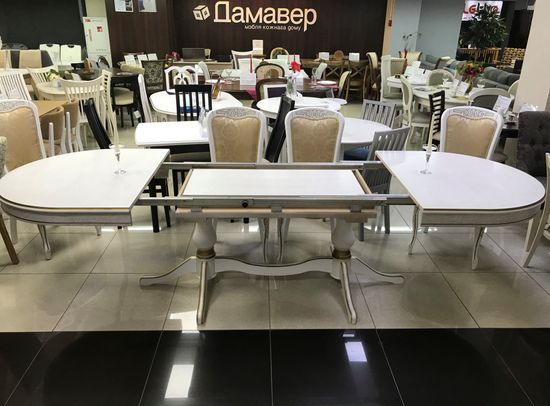 Стол Юкка (дуб/тон 1 с золотой патиной/ножка Люкс-1) 1050х1700(2150/2600/3050)