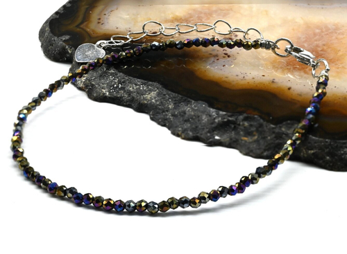 Браслет из циркона шарик гр. 2 мм. цв. хамелеон, 19 см.