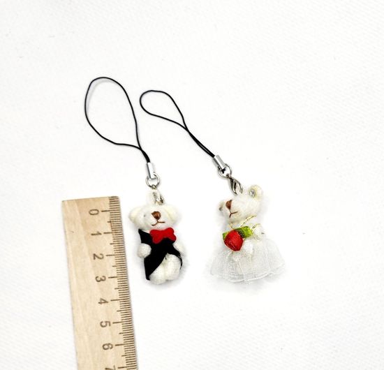 Свадебные игрушки-мишки "Пара жених и невеста", брелок-подвеска